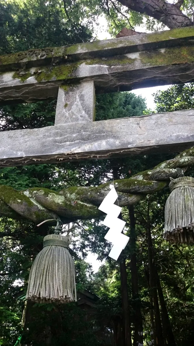 しめ縄が掛かる鳥居の風景